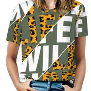 AILLOSA TH-202 Tamamı Baskılı Kısa Kollu Yuvarlak Yaka Kadın T-shirt
