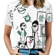 AILLOSA TH-25 Tamamı Baskılı Kısa Kollu Yuvarlak Yaka Kadın T-shirt