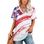 AILLOSA TH-266 Tamamı Baskılı V Yaka Kısa Kollu Kadın T-shirt