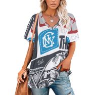 AILLOSA TH-268 Tamamı Baskılı V Yaka Kısa Kollu Kadın T-shirt