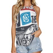 AILLOSA TH-268 Yuvarlak Yaka Kolsuz Kadın T-shirt