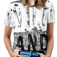 AILLOSA TH-279 Tamamı Baskılı Kısa Kollu Yuvarlak Yaka Kadın T-shirt