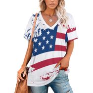 AILLOSA TH-280 Tamamı Baskılı V Yaka Kısa Kollu Kadın T-shirt