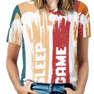AILLOSA TH-286 Tamamı Baskılı Kısa Kollu Yuvarlak Yaka Kadın T-shirt