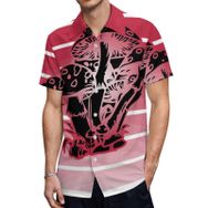AILLOSA TH-287 Aloha Hawaii 3D Desen Kısa Kollu Erkek Gömlek