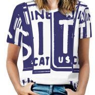AILLOSA TH-288 Tamamı Baskılı Kısa Kollu Yuvarlak Yaka Kadın T-shirt