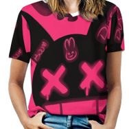 AILLOSA TH-29 Tamamı Baskılı Kısa Kollu Yuvarlak Yaka Kadın T-shirt