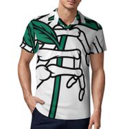 AILLOSA TH-291 3D Baskılı Desen Kısa Kollu Polo Yaka Erkek T-shirt