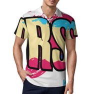 AILLOSA TH-293 3D Baskılı Desen Kısa Kollu Polo Yaka Erkek T-shirt