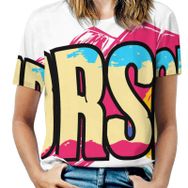 AILLOSA TH-293 Tamamı Baskılı Kısa Kollu Yuvarlak Yaka Kadın T-shirt