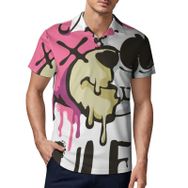AILLOSA TH-295 3D Baskılı Desen Kısa Kollu Polo Yaka Erkek T-shirt
