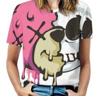 AILLOSA TH-295 Tamamı Baskılı Kısa Kollu Yuvarlak Yaka Kadın T-shirt