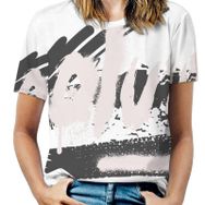 AILLOSA TH-297 Tamamı Baskılı Kısa Kollu Yuvarlak Yaka Kadın T-shirt