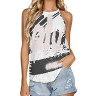 AILLOSA TH-297 Yuvarlak Yaka Kolsuz Kadın T-shirt