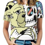 AILLOSA TH-298 Tamamı Baskılı Kısa Kollu Yuvarlak Yaka Kadın T-shirt