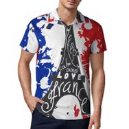 AILLOSA TH-301 3D Baskılı Desen Kısa Kollu Polo Yaka Erkek T-shirt