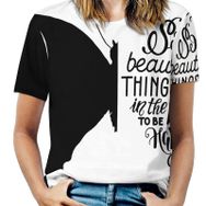 AILLOSA TH-303 Tamamı Baskılı Kısa Kollu Yuvarlak Yaka Kadın T-shirt
