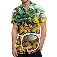 AILLOSA TH-304 Aloha Hawaii 3D Desen Kısa Kollu Erkek Gömlek