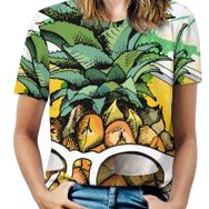 AILLOSA TH-304 Tamamı Baskılı Kısa Kollu Yuvarlak Yaka Kadın T-shirt