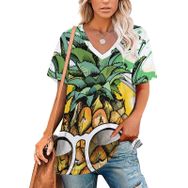 AILLOSA TH-304 Tamamı Baskılı V Yaka Kısa Kollu Kadın T-shirt