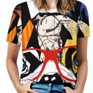 AILLOSA TH-305 Tamamı Baskılı Kısa Kollu Yuvarlak Yaka Kadın T-shirt