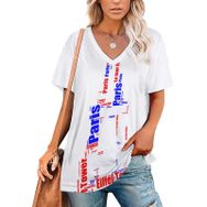 AILLOSA TH-306 Tamamı Baskılı V Yaka Kısa Kollu Kadın T-shirt