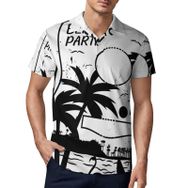 AILLOSA TH-309 3D Baskılı Desen Kısa Kollu Polo Yaka Erkek T-shirt