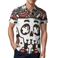 AILLOSA TH-316 3D Baskılı Desen Kısa Kollu Polo Yaka Erkek T-shirt