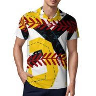 AILLOSA TH-318 3D Baskılı Desen Kısa Kollu Polo Yaka Erkek T-shirt