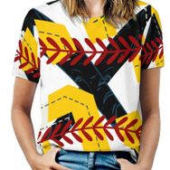 AILLOSA TH-318 Tamamı Baskılı Kısa Kollu Yuvarlak Yaka Kadın T-shirt