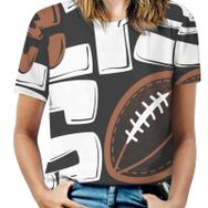 AILLOSA TH-321 Tamamı Baskılı Kısa Kollu Yuvarlak Yaka Kadın T-shirt