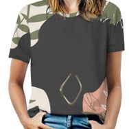 AILLOSA TH-323 Tamamı Baskılı Kısa Kollu Yuvarlak Yaka Kadın T-shirt