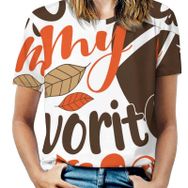 AILLOSA TH-324 Tamamı Baskılı Kısa Kollu Yuvarlak Yaka Kadın T-shirt