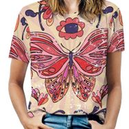 AILLOSA TH-325 Tamamı Baskılı Kısa Kollu Yuvarlak Yaka Kadın T-shirt