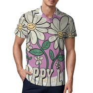 AILLOSA TH-327 3D Baskılı Desen Kısa Kollu Polo Yaka Erkek T-shirt