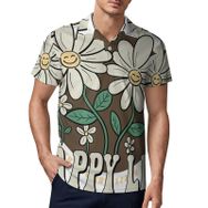 AILLOSA TH-328 3D Baskılı Desen Kısa Kollu Polo Yaka Erkek T-shirt