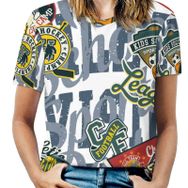 AILLOSA TH-332 Tamamı Baskılı Kısa Kollu Yuvarlak Yaka Kadın T-shirt