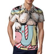 AILLOSA TH-333 3D Baskılı Desen Kısa Kollu Polo Yaka Erkek T-shirt