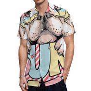 AILLOSA TH-333 Aloha Hawaii 3D Desen Kısa Kollu Erkek Gömlek