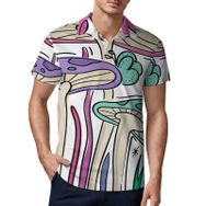 AILLOSA TH-334 3D Baskılı Desen Kısa Kollu Polo Yaka Erkek T-shirt