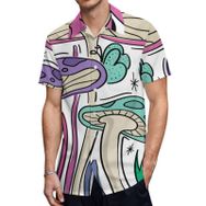 AILLOSA TH-334 Aloha Hawaii 3D Desen Kısa Kollu Erkek Gömlek