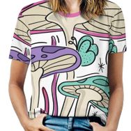 AILLOSA TH-334 Tamamı Baskılı Kısa Kollu Yuvarlak Yaka Kadın T-shirt
