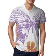AILLOSA TH-336 3D Baskılı Desen Kısa Kollu Polo Yaka Erkek T-shirt