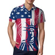 AILLOSA TH-338 3D Baskılı Desen Kısa Kollu Polo Yaka Erkek T-shirt