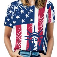 AILLOSA TH-338 Tamamı Baskılı Kısa Kollu Yuvarlak Yaka Kadın T-shirt