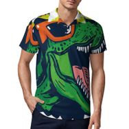 AILLOSA TH-339 3D Baskılı Desen Kısa Kollu Polo Yaka Erkek T-shirt
