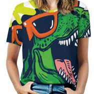 AILLOSA TH-339 Tamamı Baskılı Kısa Kollu Yuvarlak Yaka Kadın T-shirt
