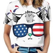 AILLOSA TH-340 Tamamı Baskılı Kısa Kollu Yuvarlak Yaka Kadın T-shirt