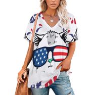AILLOSA TH-340 Tamamı Baskılı V Yaka Kısa Kollu Kadın T-shirt