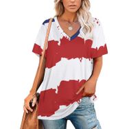 AILLOSA TH-341 Tamamı Baskılı V Yaka Kısa Kollu Kadın T-shirt